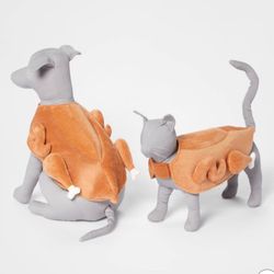 Pet Turkey Full Body Halloween Costume with Turkey Leg Toy, S 