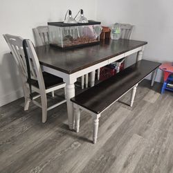 Fame Style Dining Table With Chairs And Bench 