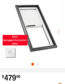 ✨️ VELUX 22-1/2 in. x 46-1/2 in. Fixed Curb Mount Skylight with Laminated Low-E3 Glass, White Solar Powered Room Darkening Shade #2182