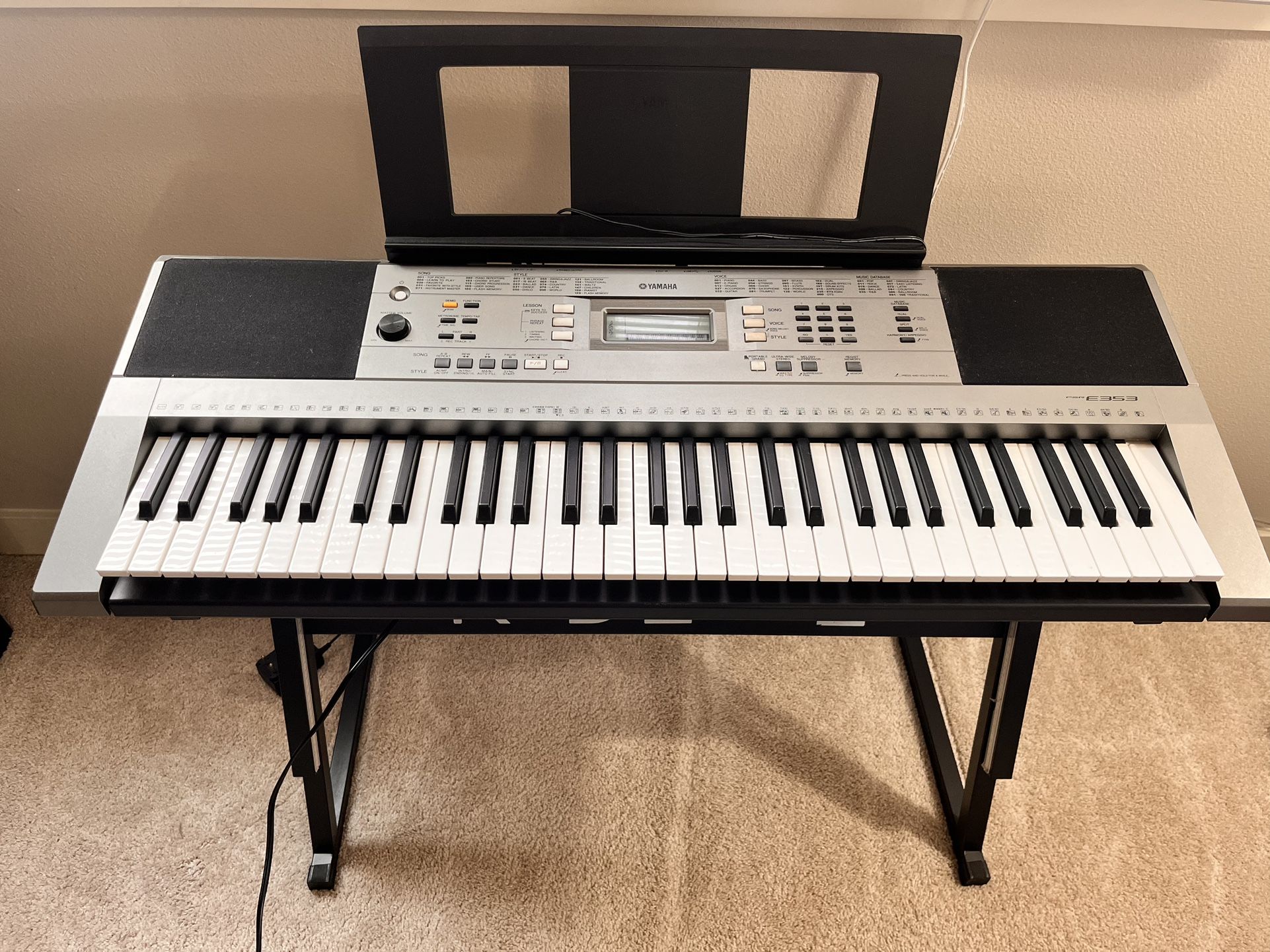 Yamaha PSR E353 Keyboard + Stand + Lifetime Subscription of