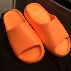 Coral/ orange Yeezy slides