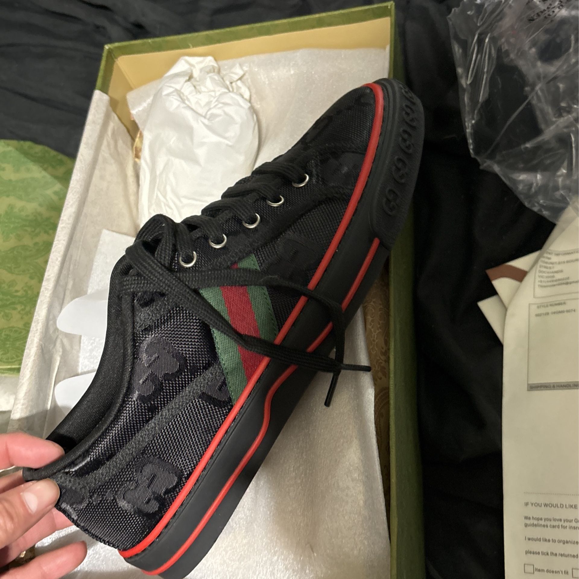 Gucci Shoes | Gucci Black And Red Sneaykers | Color: Black/Red Size 40