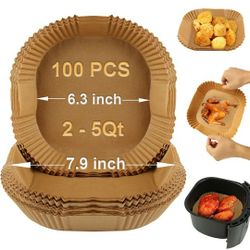 Air Fryer Disposable Liners - 100PCS Liners for Air Fryer 6.3'' Non-stick Square Liners for Air Fryer Oven Oil Resistant Liners for Air Fryer Basket f