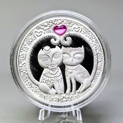2011 Belarus 20 rubles My Love Cats Lovers Feelings Silver Coins 