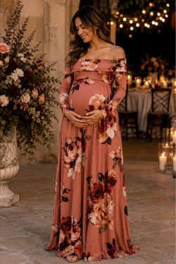 Floral Off-Shoulder Maternity Maxi Dress