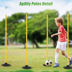 (7777-18) GHB Agility Poles 4 Pack 50" Sports Soccer Training Poles,Detachable Speed Training Equipment Football Accessories with Rubber Base 