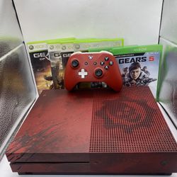 Microsoft Xbox One S Gears of War 4 Limited Edition 2 TB Crimson Red Console W Gears1-5 Games
