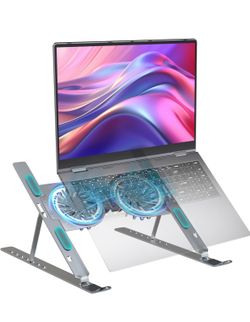 Laptop Cooling Stand, Height Adjustable Laptop Cooling Stand, Ultra Sturdy for Laptops up to 17" - Space Silver