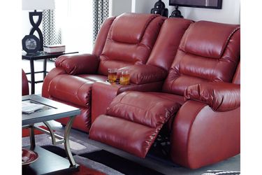Beautiful rose red theater sofa! Other couch and Loveseat deals here