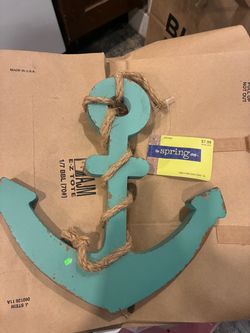 Turquoise Wooden Anchor Nautical Wall Decor – 9”