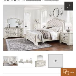 Arlendyne Queen Upholstered Bed with Mirrored Dresser1 night stand 