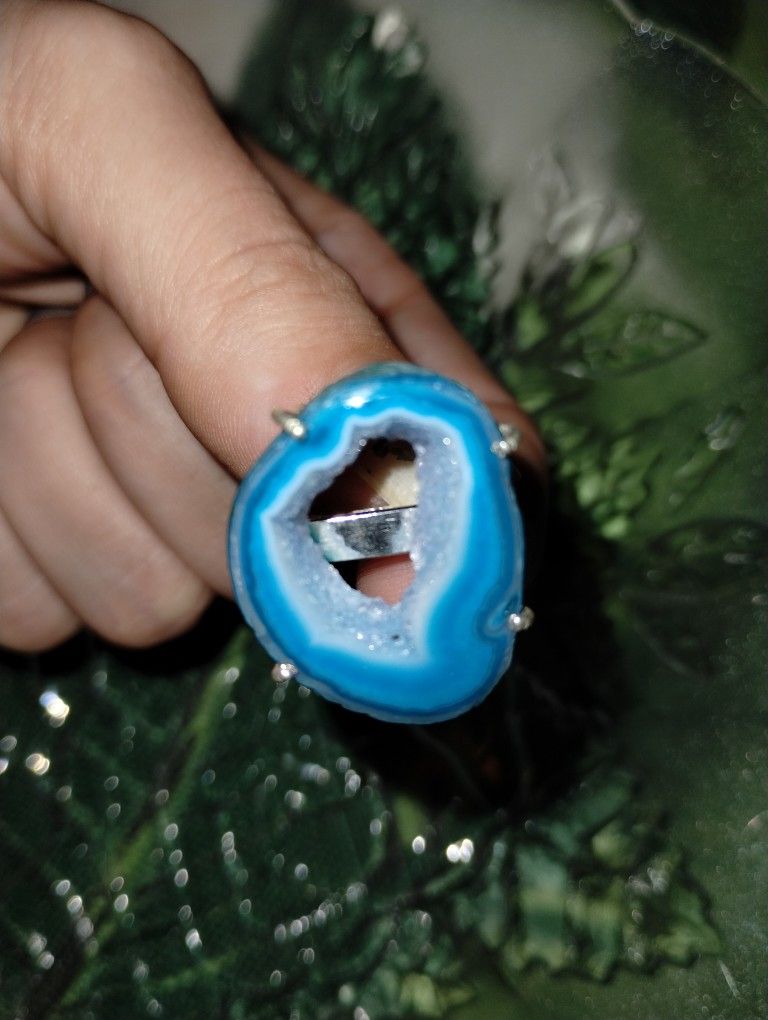 Brilliant Blue Geode Ring 