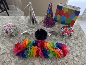 Birthday Party Decorations Bundle – Hats, Leis, Balloons & Gift Bag