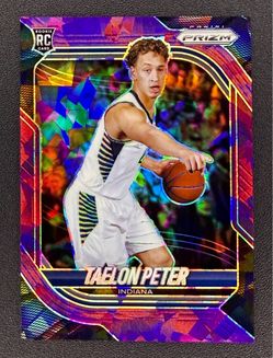 2025-26 Panini Prizm TAELON PETER ROOKIE RC PURPLE CRACKED ICE PACERS /199 #43