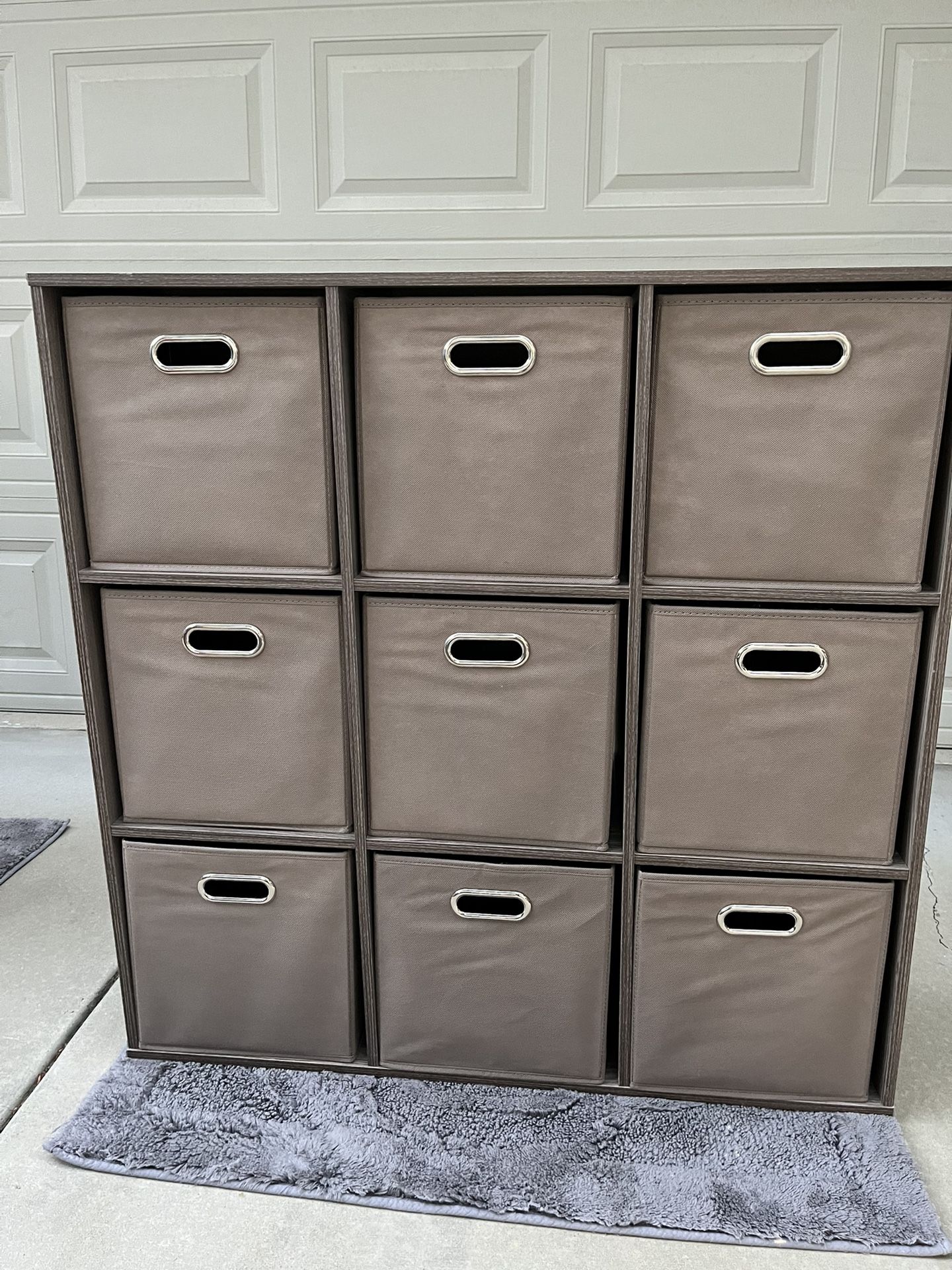 3x3 Cube Storage Shelf with 9 Collapsible Cubes