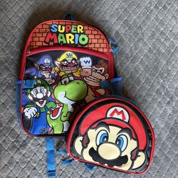 Mario Bros Backpack with Lunchbox