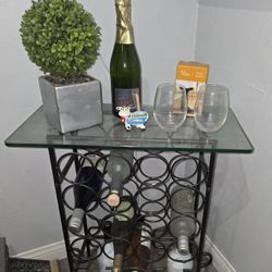 Wine Rack Holder  ( Glass Top And Steel Frame )