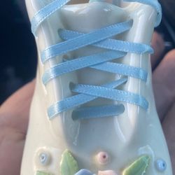 Vintage Pelican Brand Baby’s Baby Shoe Lace Up Blue Bootie Porcelain