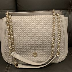 Tory Burch Convertible Leather Bag (Gray)