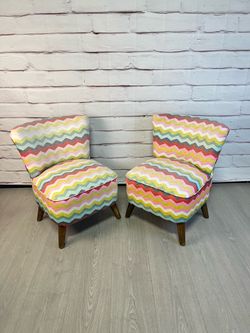 Chevron Multicolor Accent Chairs 2pc Lot