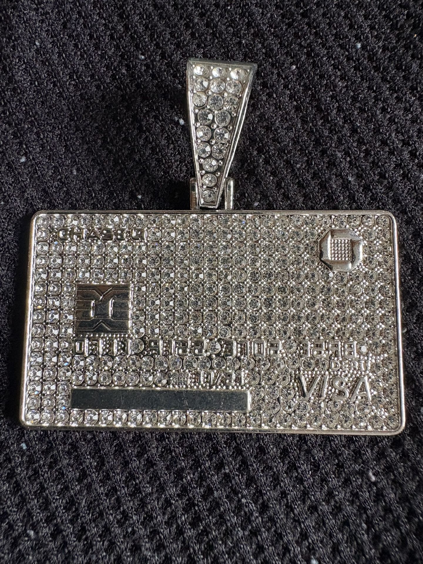 “ATM Card” Silver Iced Out Pendant