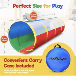 Hide N Side 6ft Crawl Through Play Tunnel Toy, Pop up Tunnel for Kids Toddlers Dogs Babies Infants & Children Gift Indoor & Outdoor Action Toy Tun🆕👍