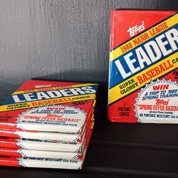 6 Vintage Sealed 1988 Topps Major League Leaders Mini Basball Card Packs.