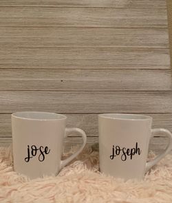 Personalized cups, mugs, bowls and more .. great for birthday and Christmas gifts