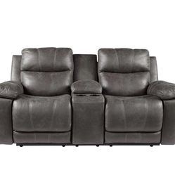 Erlangen Midnight Power Reclining Loveseat with Console

