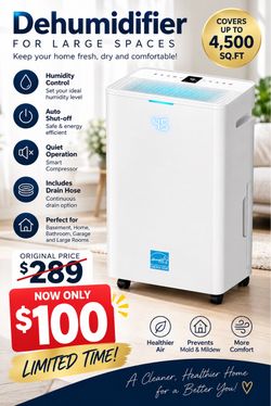 Brand New 4500 Sq. Ft Dehumidifier – Still Sealed in Box