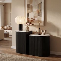 Ormara White & Black Side Table Set (2-Piece)