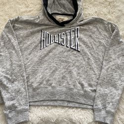 Hollister  Logo Oversized Gray Hoodie  Sweatshirt 