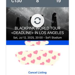 Blackpink LA 7.12 Sat Concert Ticket 