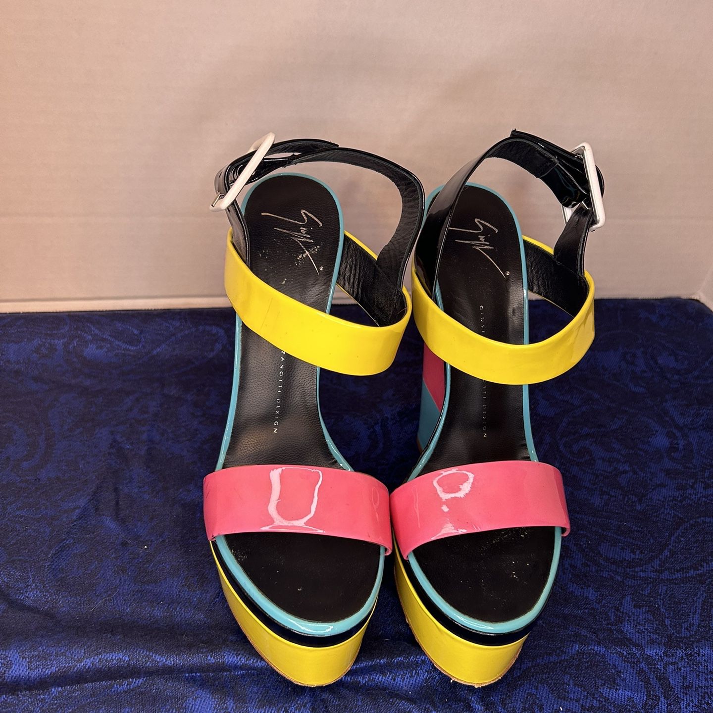 Giuseppe Zanotti - Multi Colorblock -Wedge sandals - Size 39