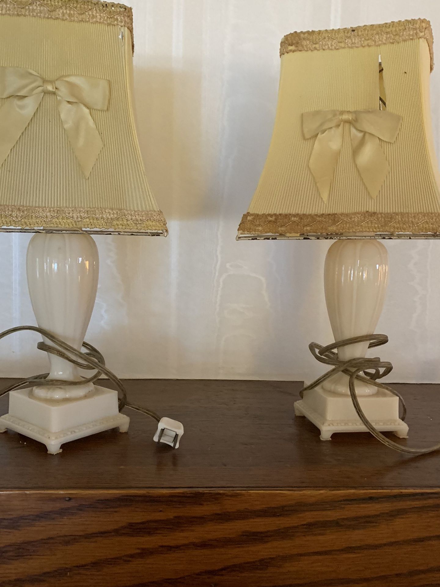 Price Reduced - Vintage Antique White Porcelain Table Lamps