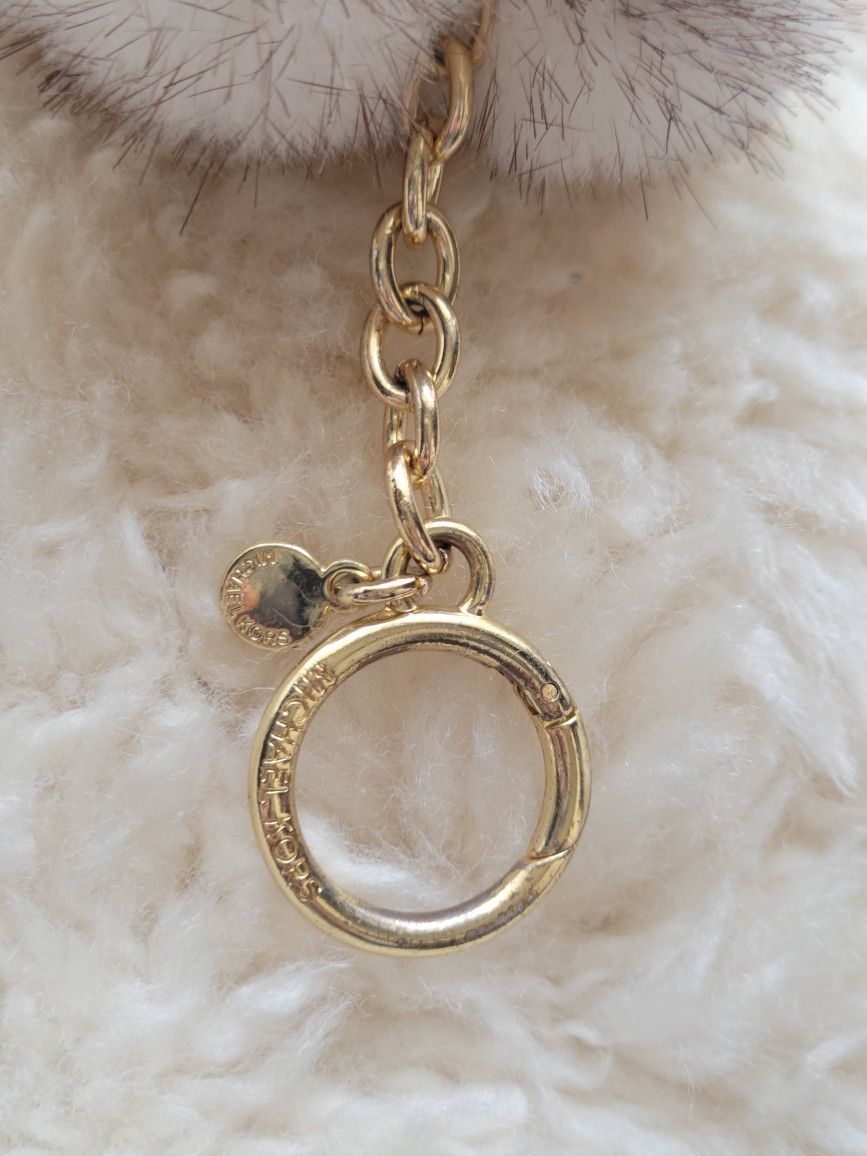 6"Long Michael Kors Real Mink Fur 3 1/2" Flower Keychain +2 Real Fur FREEBIES