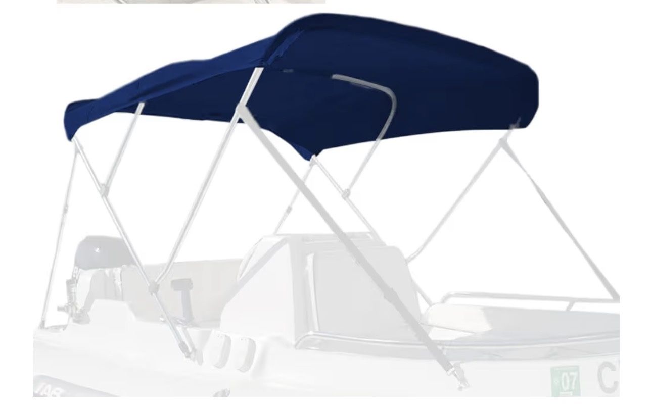 (9999-142) zenicham 3 Bow Fade and Crack Resistant Bimini Top Replacement Cover,600D Marine Grade Polyester Waterproof Sun Shade Boat Canopy,Easy Inst