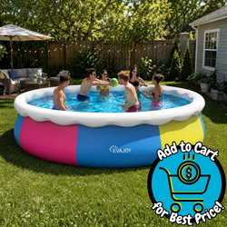 EVAJOY 15ft X 35in Inflatable Top Ring Swimming Pool Set with Pump Blue