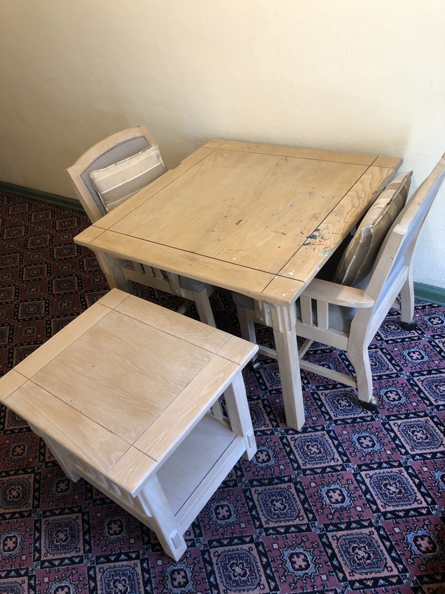 Dining Table with Two Chairs and Side Table