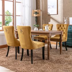 Tufted Solid Wood Velvet Dining Chairs