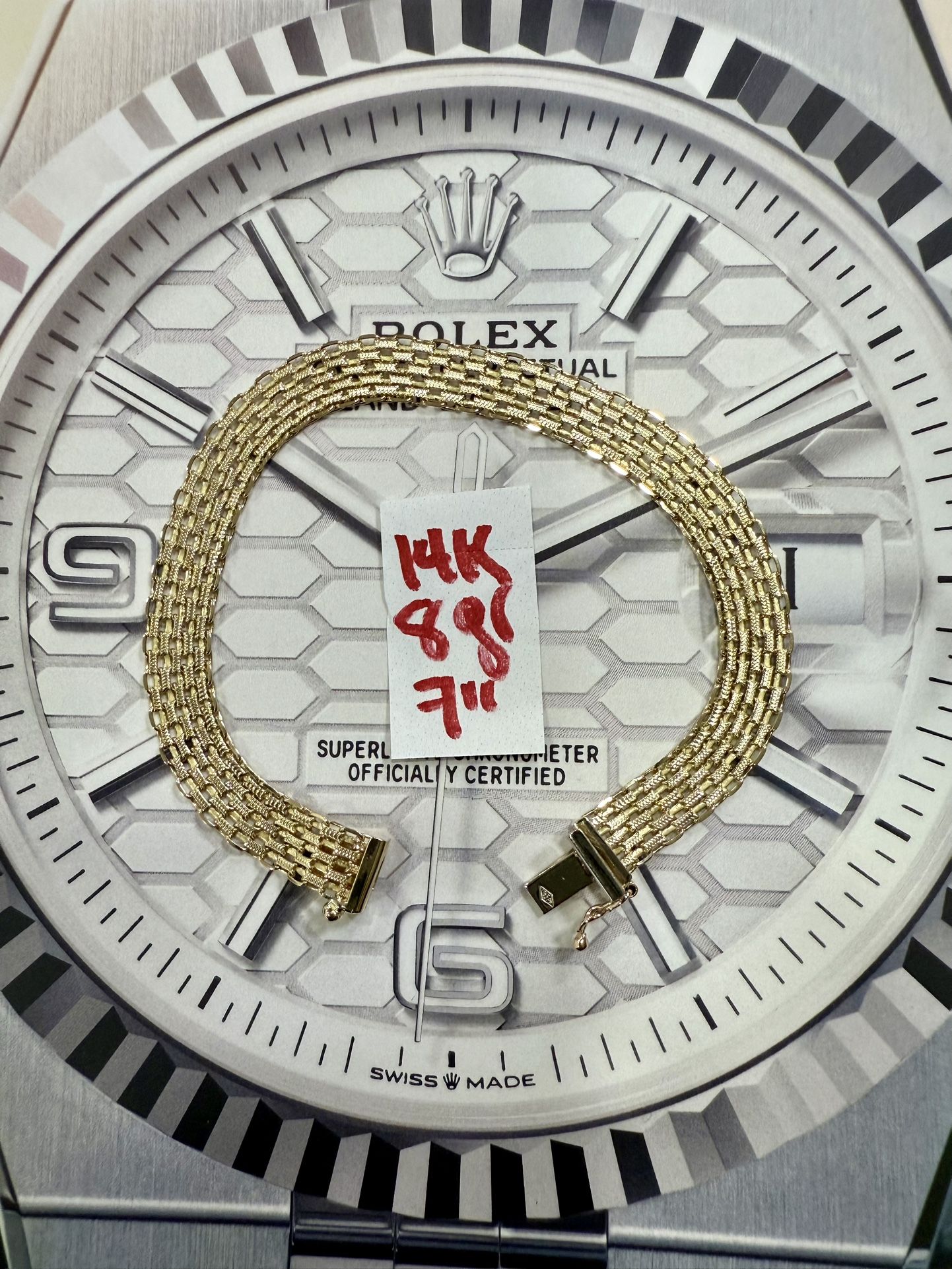 14K Solid Gold Bracelet For Wedding 8Gr 7 Inches Long 