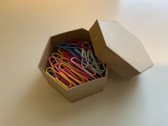 Assorted Vinyl Coated Paper Clips Bulk Set with Kraft Hexagon Storage Box
