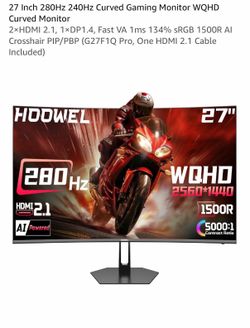 27 Inch 280Hz 240Hz Curved Gaming Monitor WQHD Curved Work Monitor