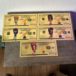 24k Gold Foil Plated Strawberry Shortcake Banknote Set Cartoon Collectible