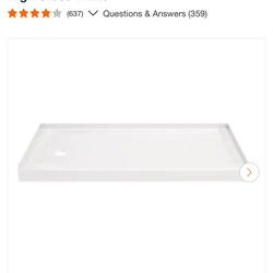 Delta Classic 500 60 in. L x 32 in. W Alcove Shower Pan Base with Left Drain in High Gloss White