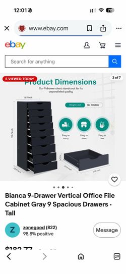 Bianca 9-Drawer Vertical Office File Cabinet Gray 9 Spacious Drawers • Tall