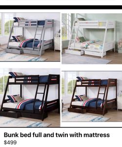 Bunk Bed Full And Twin with mattress memory foam