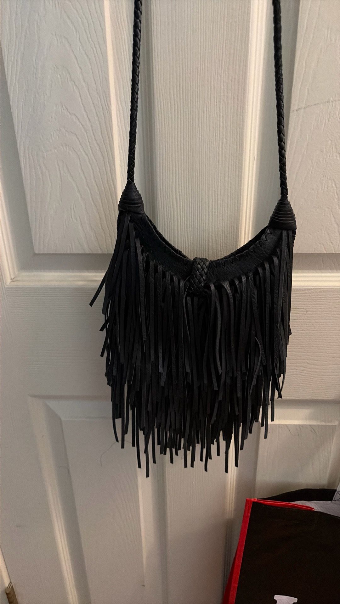 Black leather bag