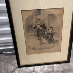 Engraving titled “A Day of the Grand Review” by French artist Honore DAUMIER. 