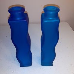 Pair Of Blue Bottle Vases 
